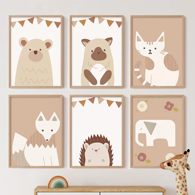 Resin Art Alphabet - Aprikosenfarbene Cartoon-Tiere Fuchs Elefant Igel Katze