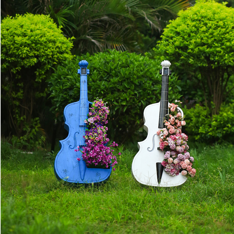 Resin Art Wedding Gift - Cello-förmige Gartenfigur, große Outdoor-Terrassen-Kunstdekoration, Skulptur für