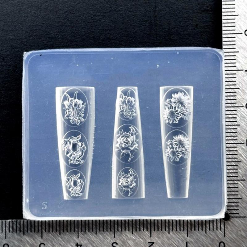 Resin Art Equipment - 31BB Geprägte Silikon-Nagelkunstform, wiederverwendbar, flexibles Bastelwerkzeug