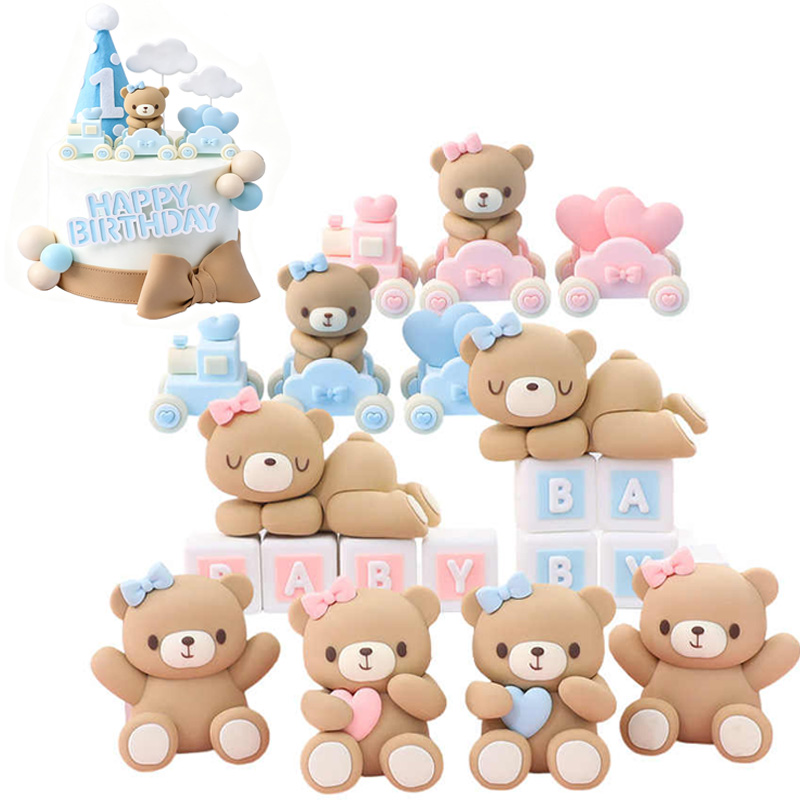 3D Rosa-Blauer Bär Tortendekor – Resin Art Baby Bewertung und Preis